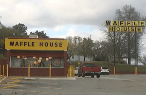 Waffle House Lit up by Gunfire