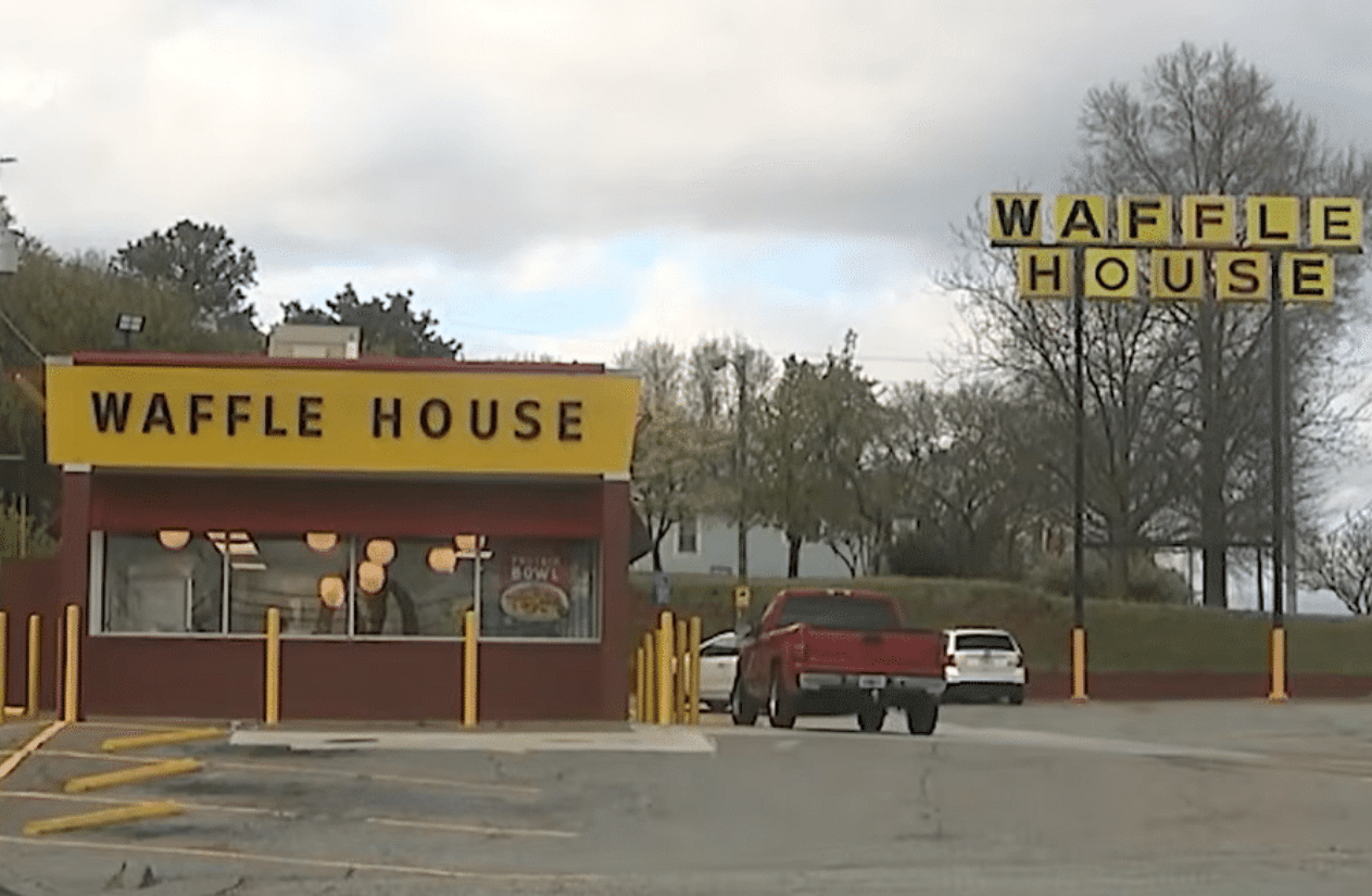 Waffle House Lit up by Gunfire