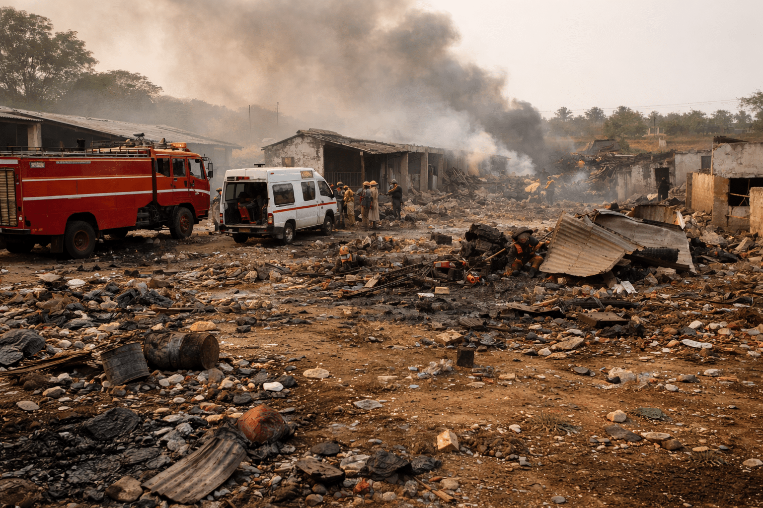 Rubble after explosion Via AI Image