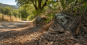 Rattlesnake on trail Via AI Image