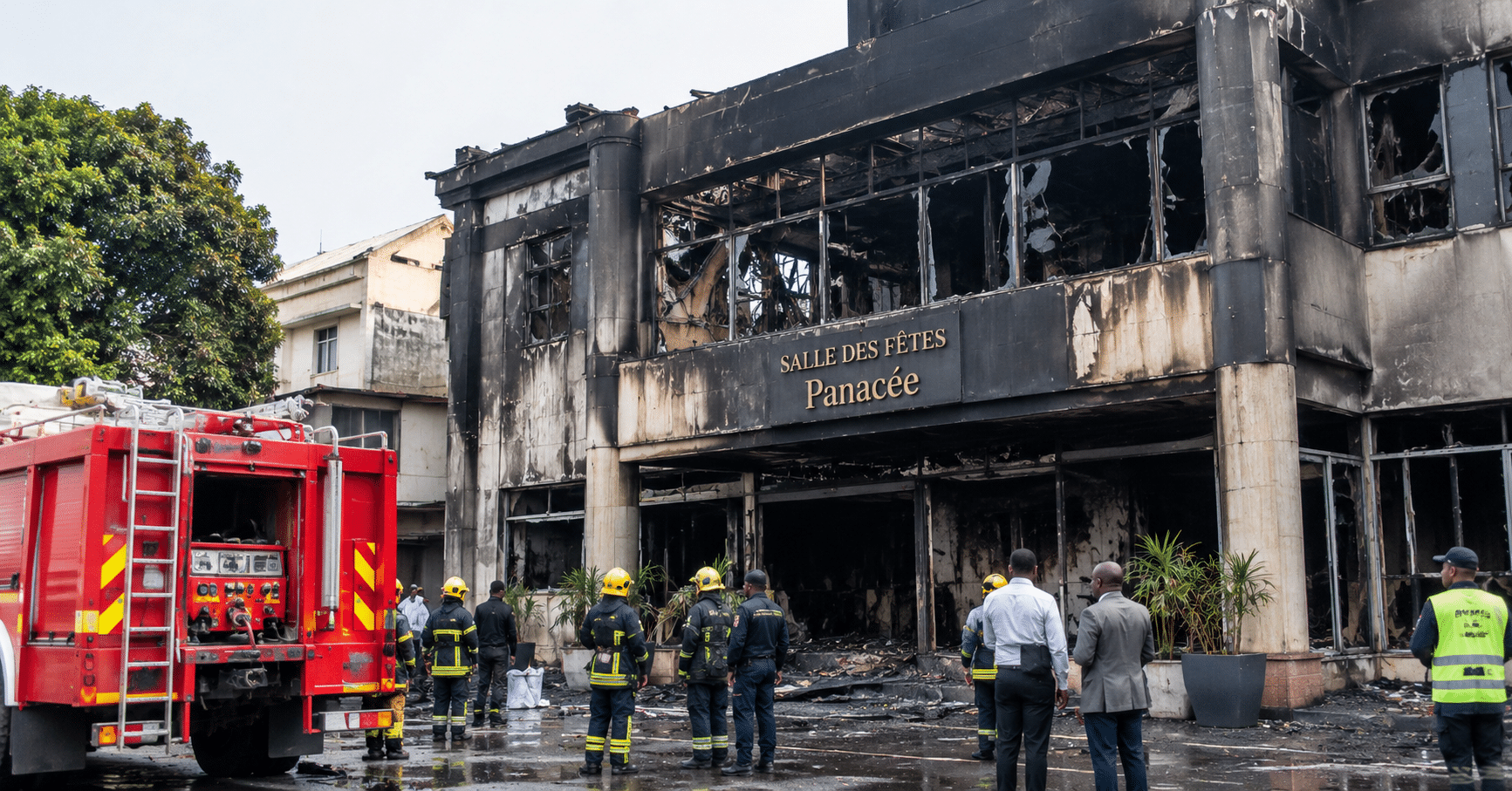 Burned Down Hall Via AI image